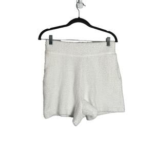 Culpos X INC White Fuzzy Comfy High Rise Waist Shorts Small